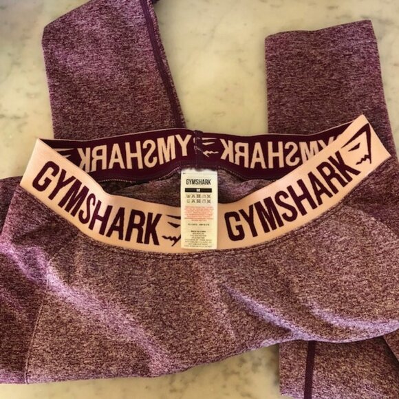 GYMSHARK Leggings Womens Flex Low Rise Waist Spellout Claret Marl Purple… - Picture 15 of 17